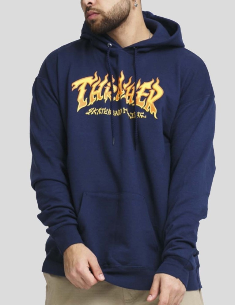 Felpa THRASHER fuoco logo con cappuccio nave